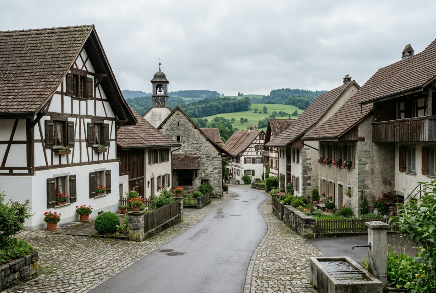 Dorfzentrum in der Region Birmensdorf